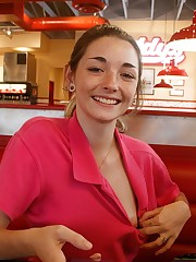 I took Hannah Tarley to eat at Freddy's Frozen Custard  Steakburgers at the end of our shoot. Even after smoking a bowl, Freddy's isn't that great. So if you can, try to find a Five Guys or something. I do, however, recommend chilling with Hannah if you get a chance. She is sweet, friendly, and won't make you wear a silly mask. BTW, does anyone believe those masks at the Olympics are serving a real purpose besides optics? JK, I won't go there. I know we all just want to save lives and keep our fellow-man safe. No one should die from that stupid disease. No one! That's what cancer and diabetes is for. up skirt pic
