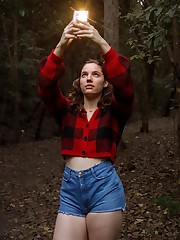 Is it me or have you noticed that only nutty people make claims that they have been gaslighted? Beware of anyone making such accusations. Here is Chaney Gunn taking me on a hike at dusk near her home in Texas. There was not much available light, but I discovered that not much light is needed to show the undeniable beauty of Chaney. The glasses and red lumberjack pattern remind me of Terry Richardson. Come back, Terry upskirt picture