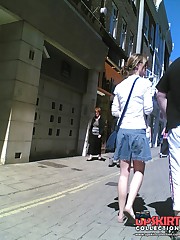 Close ups of what that blonde has. Up her skirt
