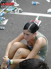 Girls pose on cam getting young down blouse shot