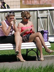 Spy upskirt filmed outdoors