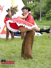 Looking up skirts in the park