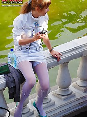 Man with cam behind upskirt girls