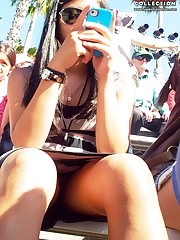 Upskirt hidden cam spying teen gals