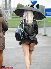 Windy weather upskirt in the street