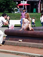 Girls pose for kinky upskirt hunter