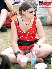 Spy upskirt shots of sitting babes