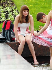 Pussy slit up skirt invites you here