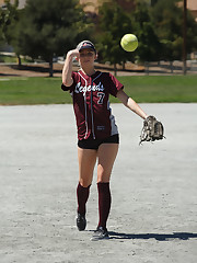 Morgan Attwood is from a small town near San Jose. She is already in college now, but it was only a year or two ago that she played on a softball team in high school. Softball is basically baseball for girls and people with a greater appreciation for safety. Morgan still had some gear, so we said what the hell and visited a local park in the middle of a Summer day. Uncoincidentally, Sporty Spice was always my favorite.