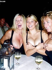 Babes press tits in exciting downblouse pics